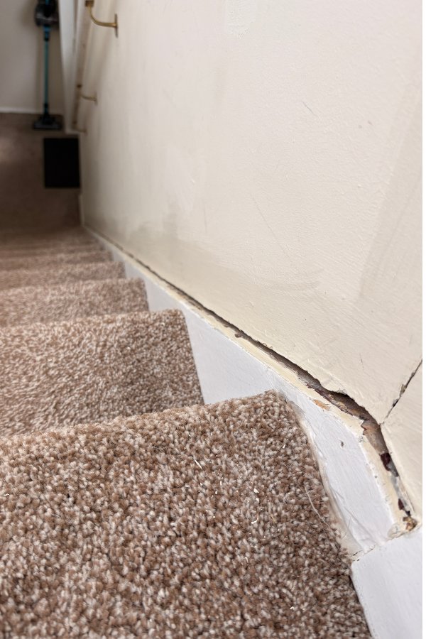 Bumpy skirting boards before repair and repaint